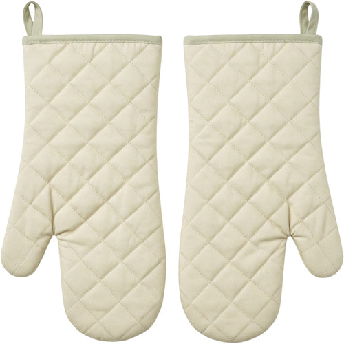 WFKNVWFKNV Long Quilted Cotton Oven Mitt Pair Sage Cream 13 Inch - Product view